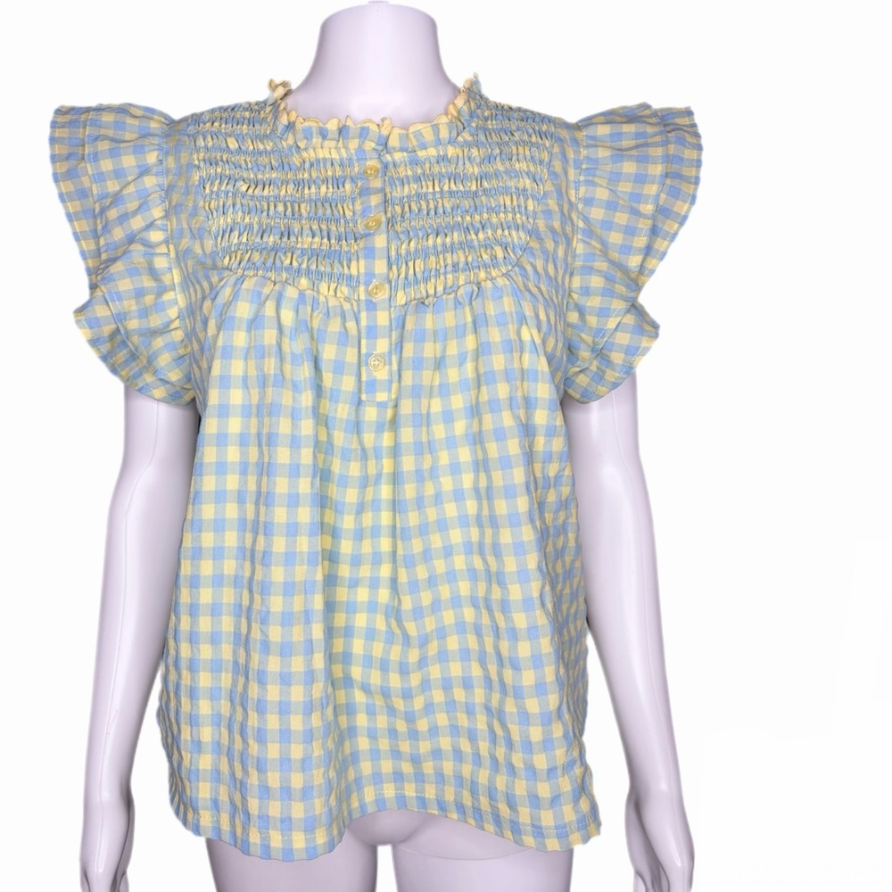 Gingham Ruffle Babydoll Top Cottagecore Softgirl Prairie Feminine